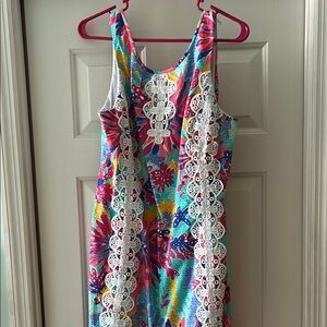 Lilly Pulitzer Multicolor Floral Dress with Lace Accents